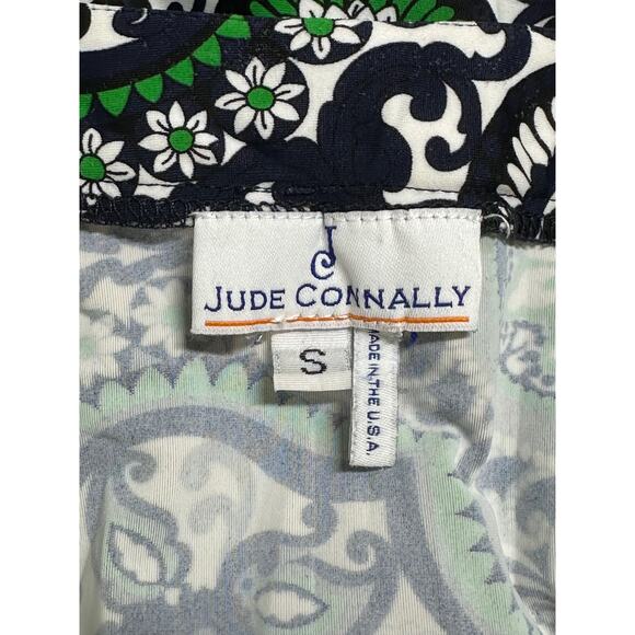Jude Connally Dress Womens Small Green Navy Shift Geometric Jude Cloth Stretch - Picture 6 of 10